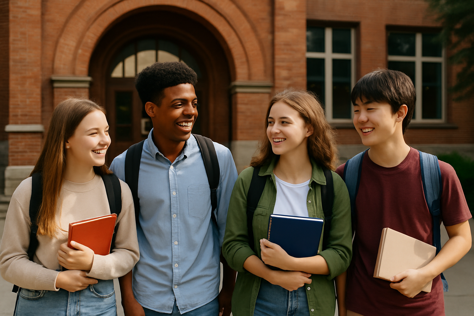 estudiantes de idiomas en el extanjero en el patio