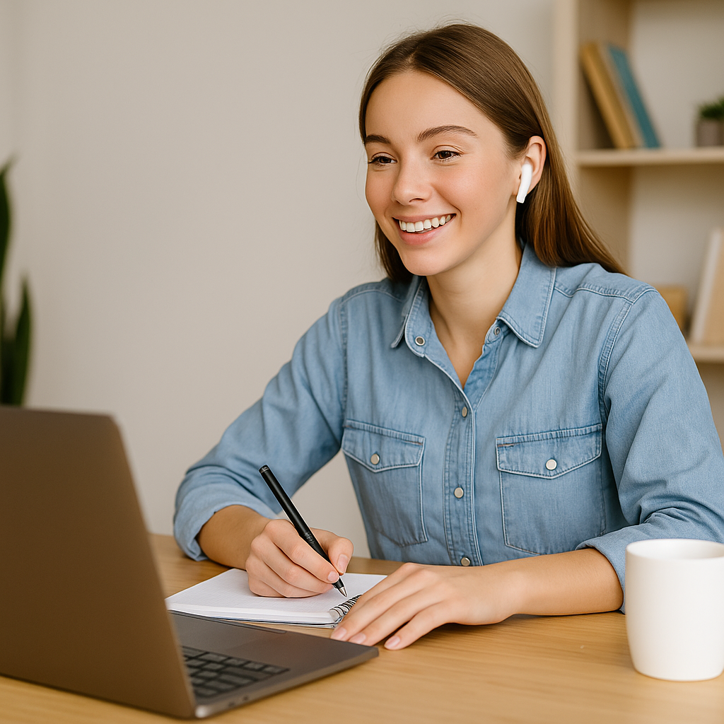 chica estudiando inglés online