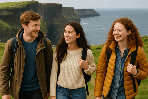 Aprender ingles en Irlanda estudiantes y acantilados